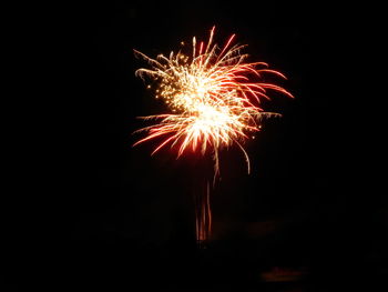 Low angle view of firework display against sky at night