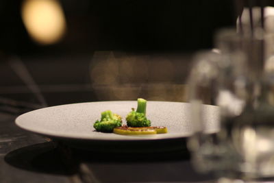 Close-up of  food in plate on table