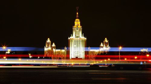 City lit up at night