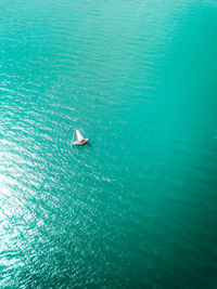 High angle view of blue sea