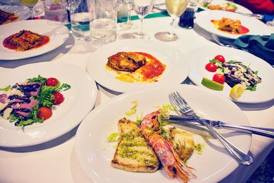 Close-up of food served in plate