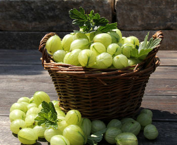 Green fruits in basket