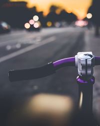 Close-up of bicycle on road