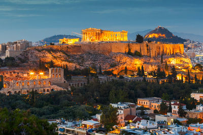 Acropolis and parthenon temple in the city of athens, greece.