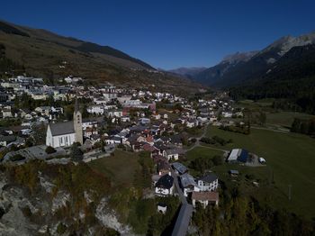 High angle view of townscape against sky