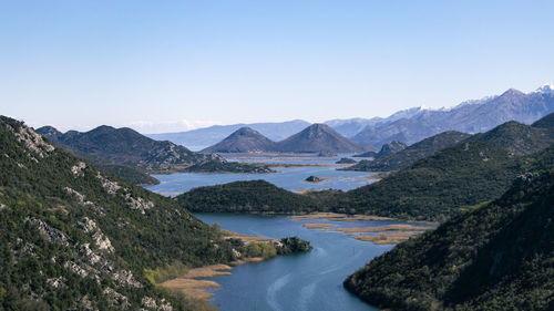 Scenic view of mountains against clear sky