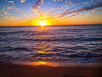 Scenic view of sea at sunset