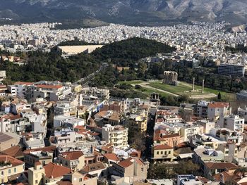 High angle shot of townscape