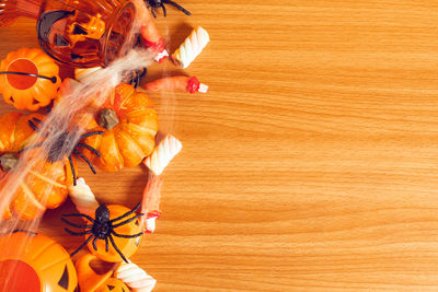 High angle view of christmas decoration on table