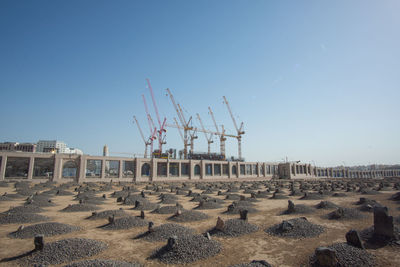 Construction site against blue sky