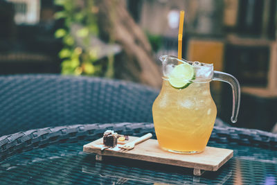 Close-up of drink on table