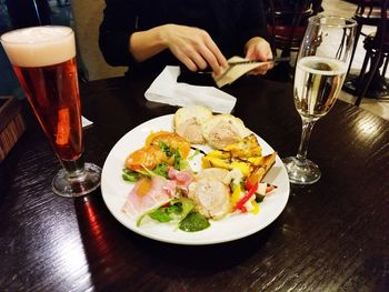 High angle view of food on table