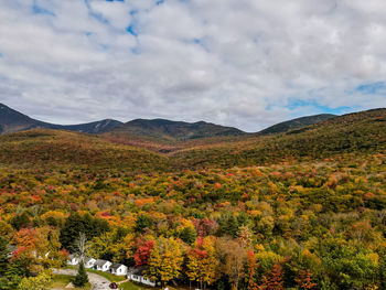 Scenic view of landscape against sky during autumn