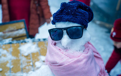 Close-up of snowman