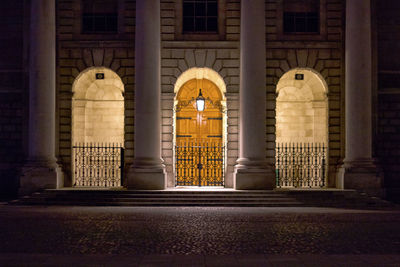 Illuminated building at night