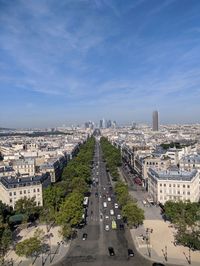 High angle view of la defense from arc de triomphe