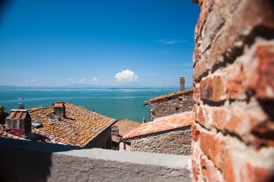 View of sea against blue sky