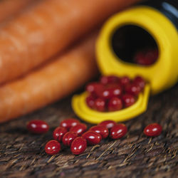 Close-up of cherries in bowl on table