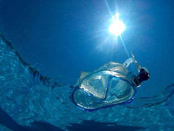 Close-up of scuba mask in sea