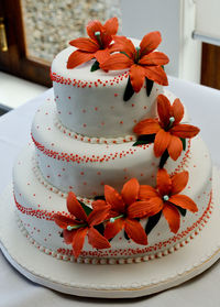 Close-up of cake on table