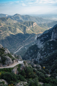 High angle view of mountains against sky