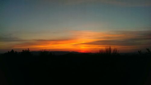 Scenic view of silhouette landscape against sky during sunset