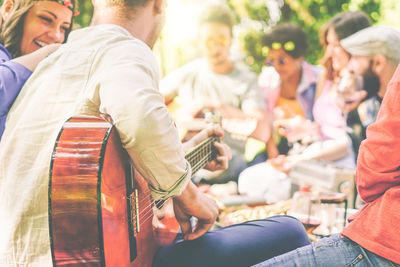 People enjoying picnic outdoors