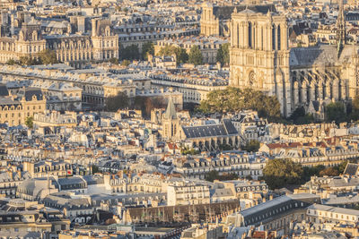 High angle view of buildings in city