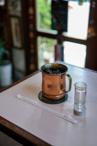 Close-up of coffee on table
