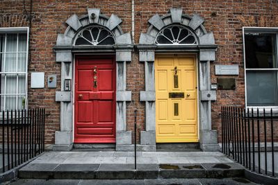 Closed door of building