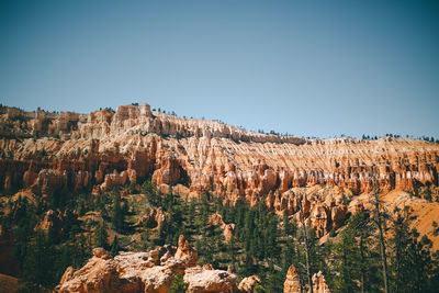 Scenic view of rocky mountains against clear sky