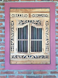 Close-up of window on old building
