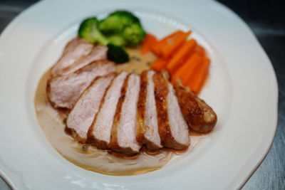 High angle view of meal served in plate