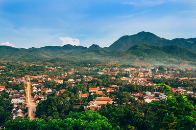 Aerial view of townscape against sky