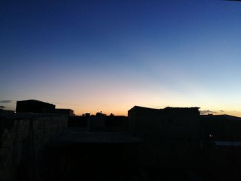 Silhouette of buildings at sunset