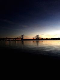 Bridge over sea against sky during sunset