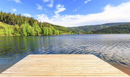 Scenic view of lake against sky