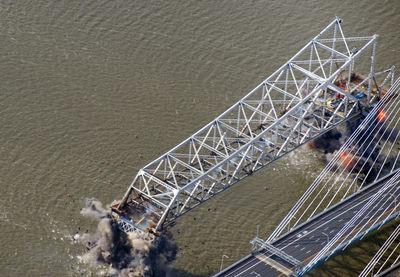 High angle view of bridge over river