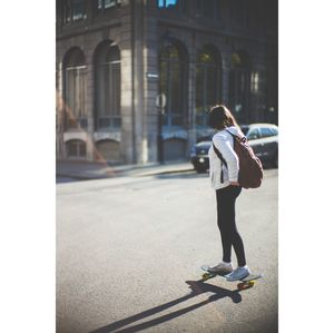 Woman standing in city