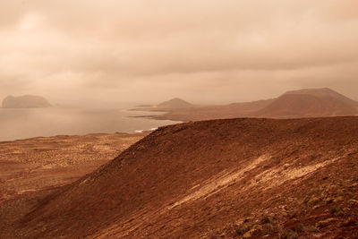 Scenic view of arid landscape against sky