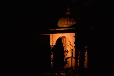 Illuminated lamp at night