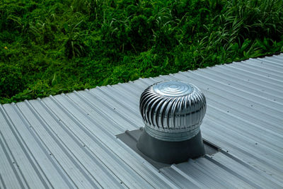 High angle view of drink on wooden table