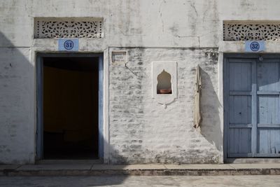 Closed door of building