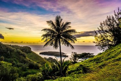 Scenic view of sea against sky at sunset