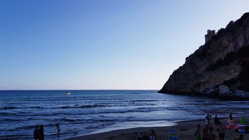 Scenic view of sea against clear sky