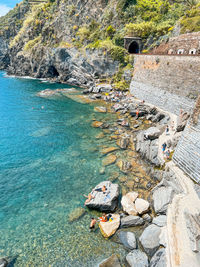 High angle view of beach