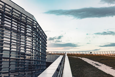 Low angle view of modern buildings against sky