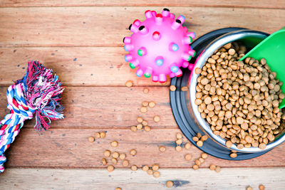 High angle view of food on table