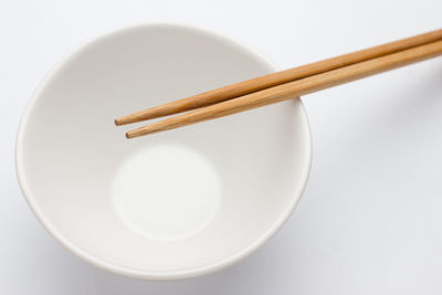 High angle view of bowl on table