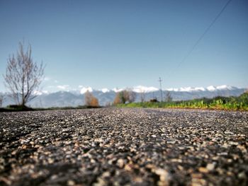 Surface level of landscape against sky